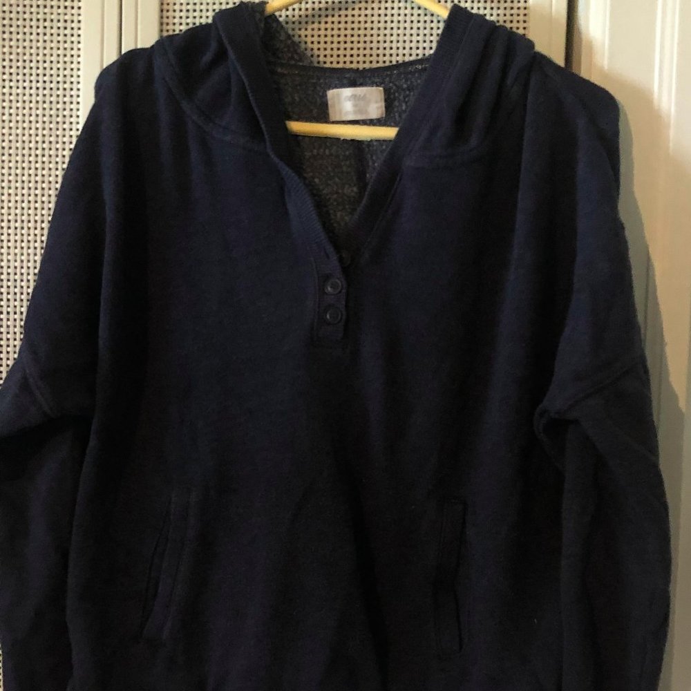 blue hooded sweatshirt